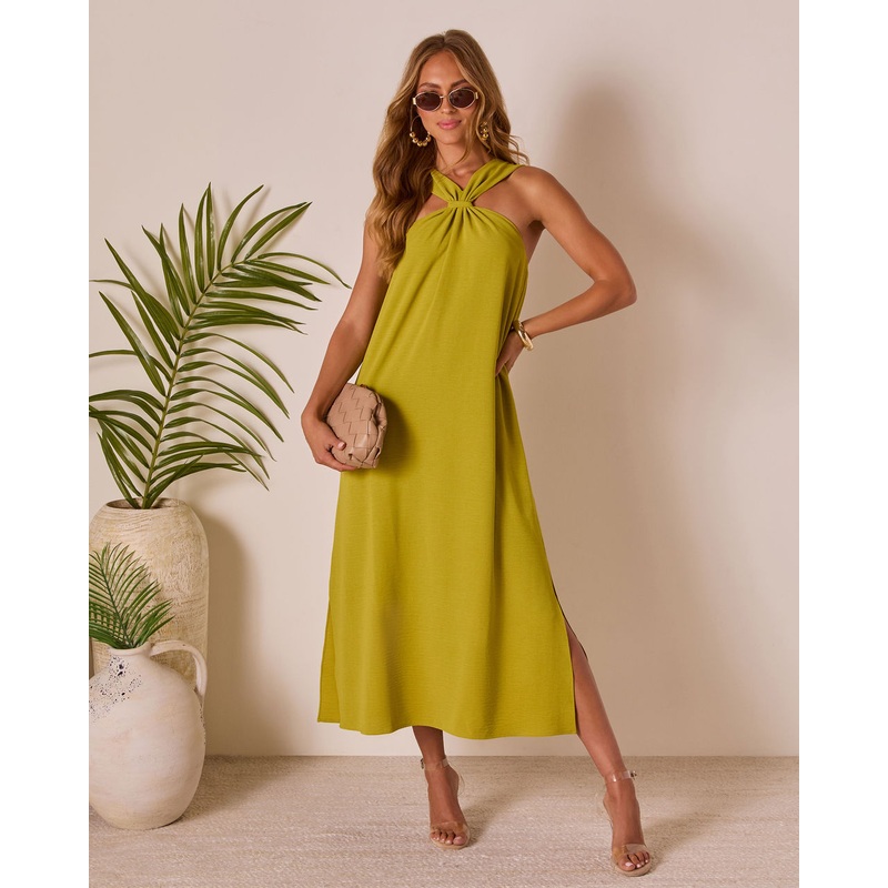 Tropic Whisper Halter Maxi Dress