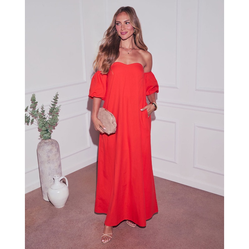 Twilight Tides Off The Shoulder Maxi Dress