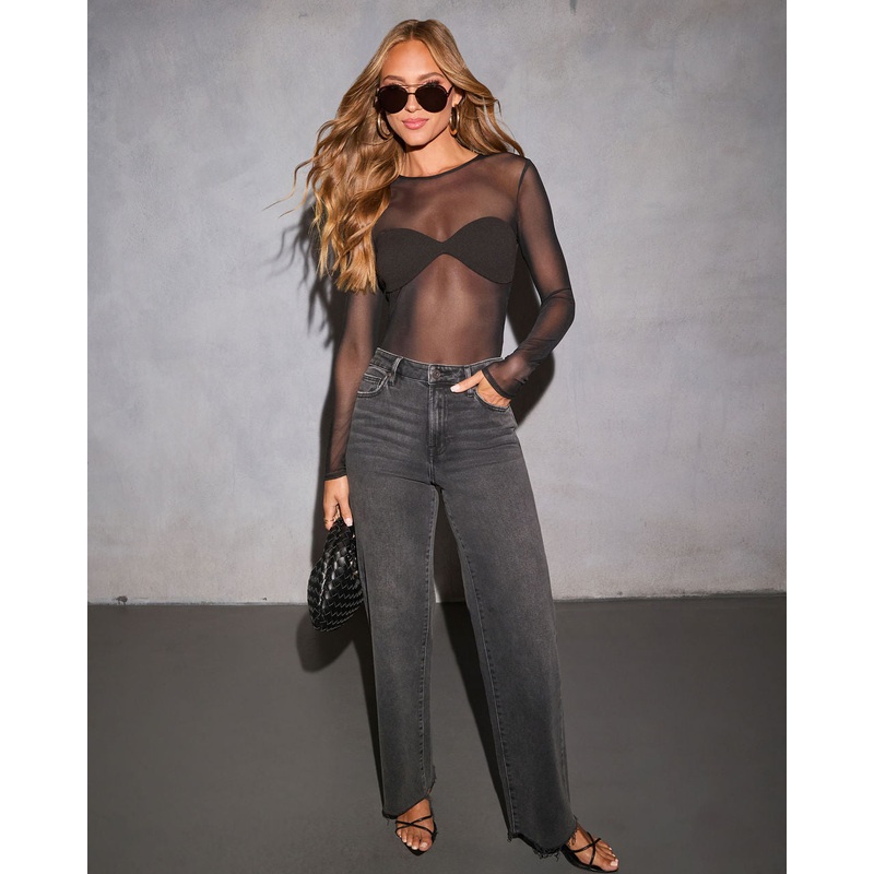 Emigin Mesh Long Sleeve Bodysuit