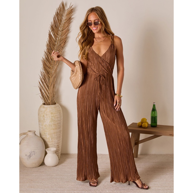 Jacelyn Plisse Drawstring Jumpsuit