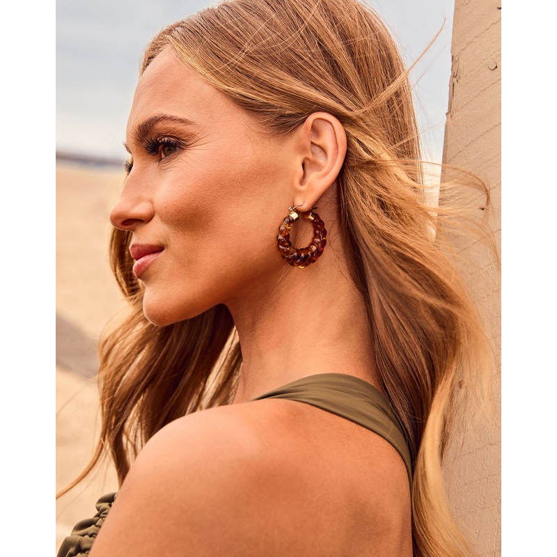 Larna Textured Tortoise Hoop Earrings