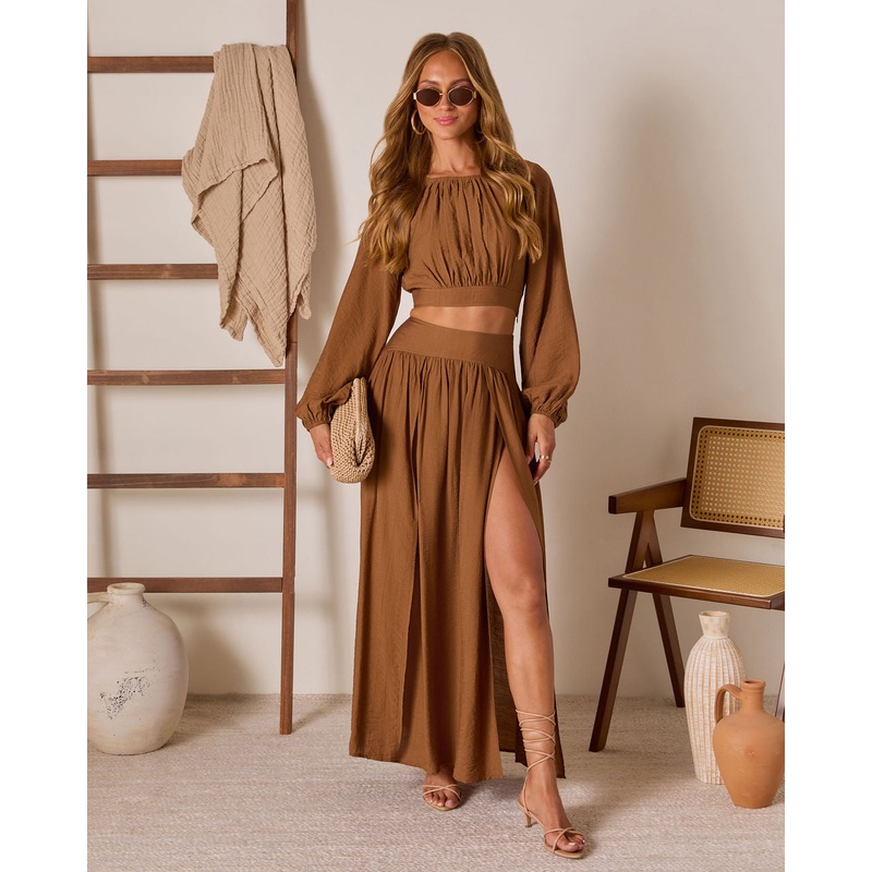 Parcie Pleated Maxi Skirt|Mocha|XS|S|M|L|XL