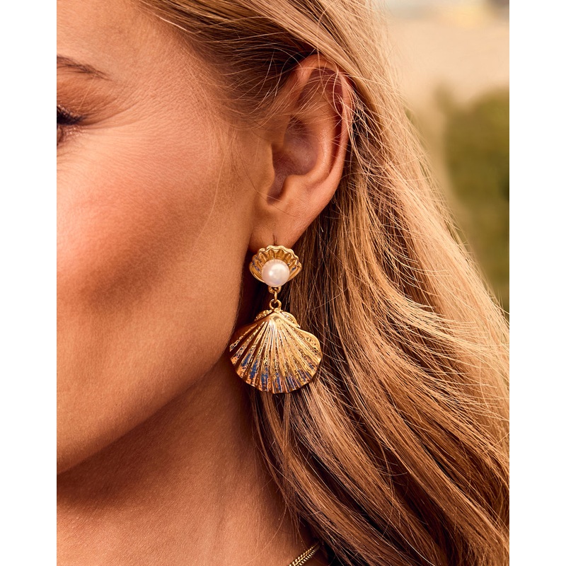 Shoreline Glow Seashell Drop Earrings
