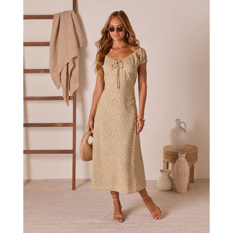 Anette A-line Maxi Dress|Yellow Floral|XS|S|M|L|XL