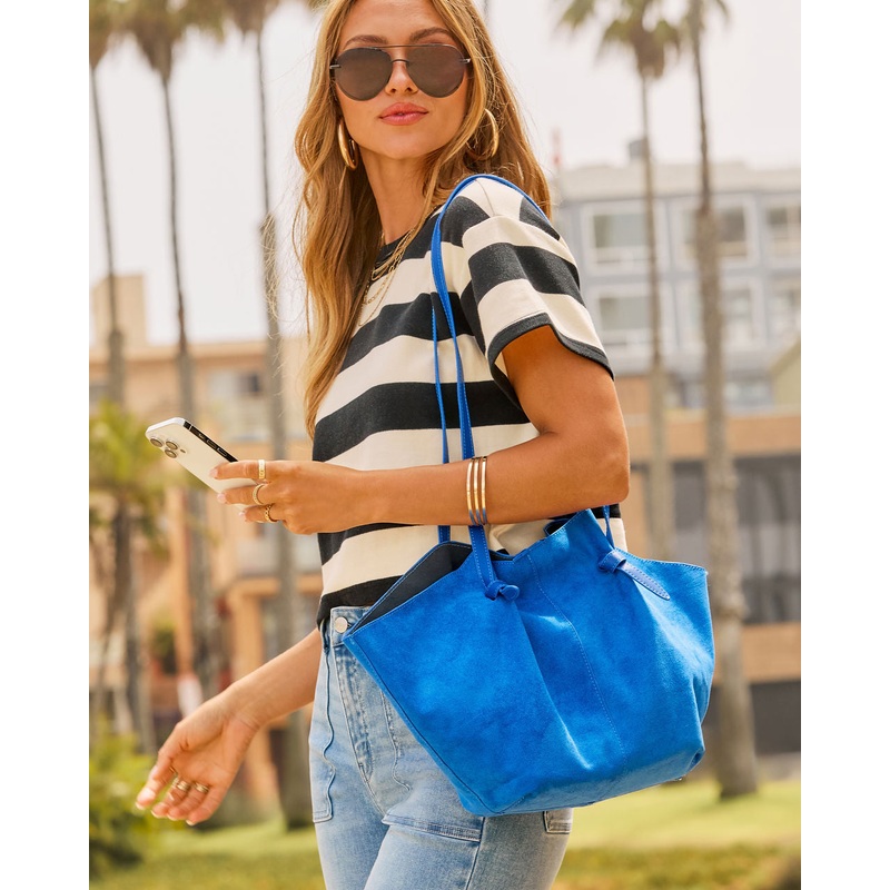 Dalby Faux Suede Tote Bag|Cobalt|O/S