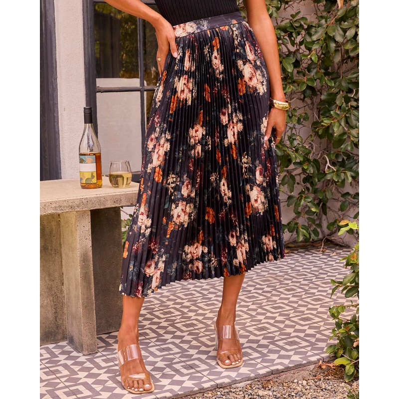 Dearest Bloom Plisse Midi Skirt