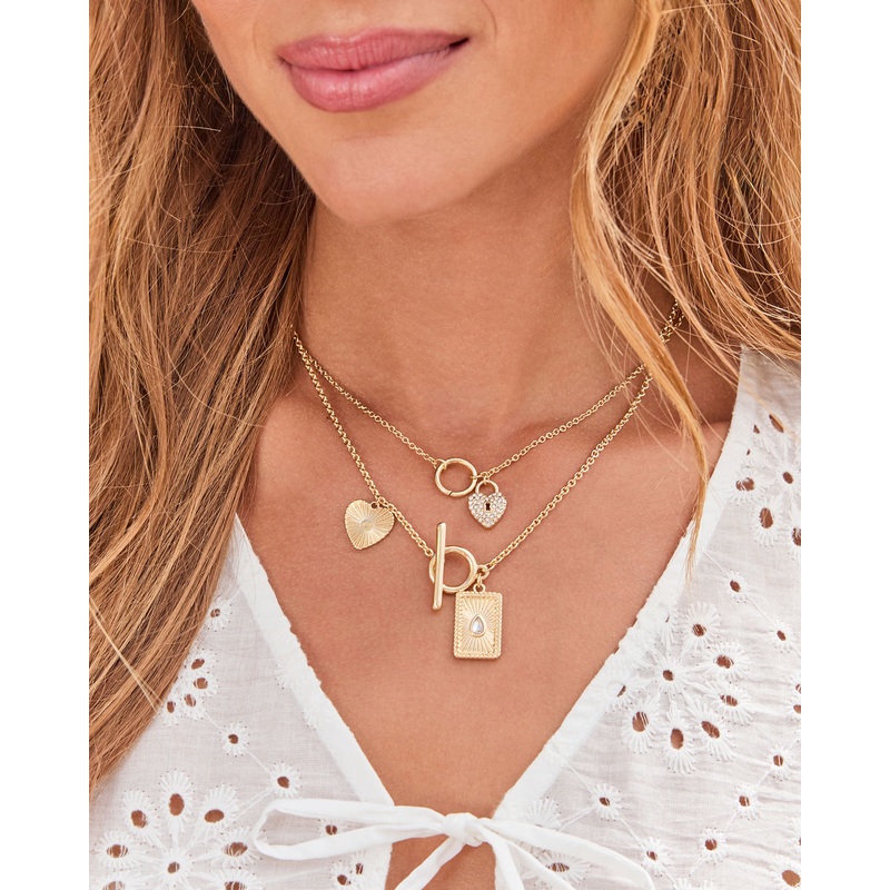 Deina Multi Charm Necklace|Gold|O/S