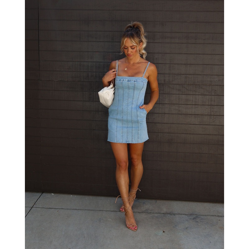 Dolly Denim Pocketed Mini Dress