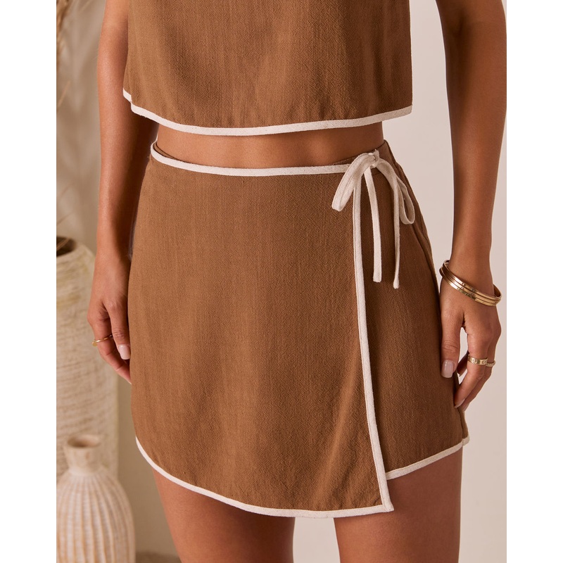 Howdy Sunshine Contrast Wrap Tie Skort