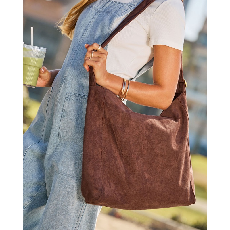 Iana Faux Suede Tote Bag|Brown|O/S