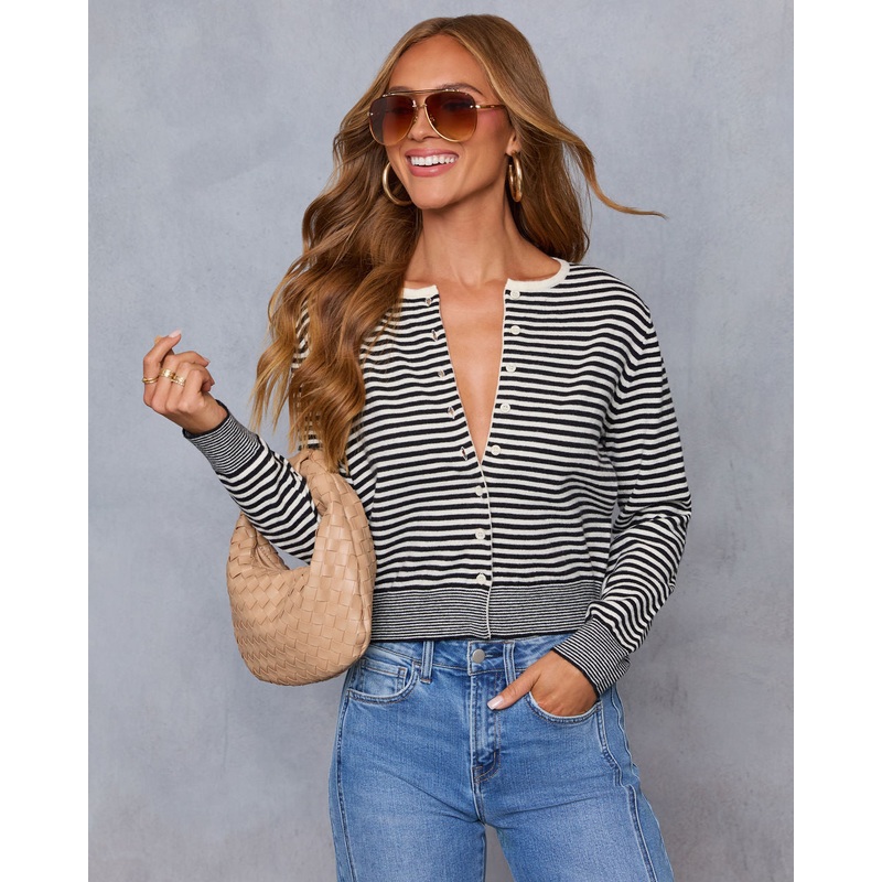 Jalenia Striped Button Down Cardigan