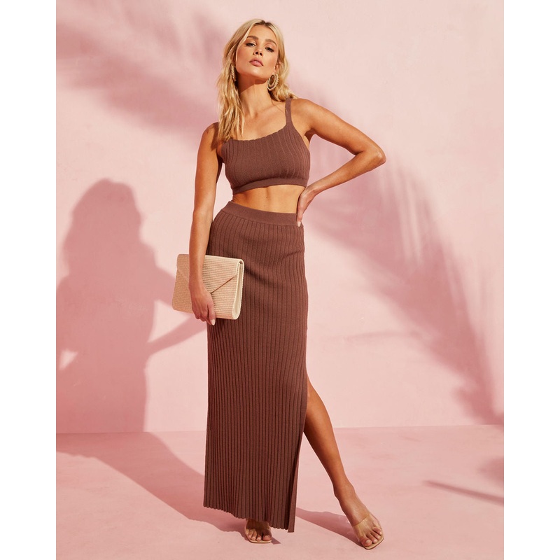 Kamiya Ribbed Crop Tank|Chocolate|S|M|L