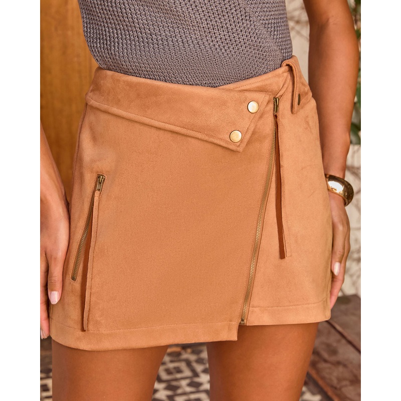 Larnie Faux Suede Mini Skirt|Camel|XS|S|M|L|XL