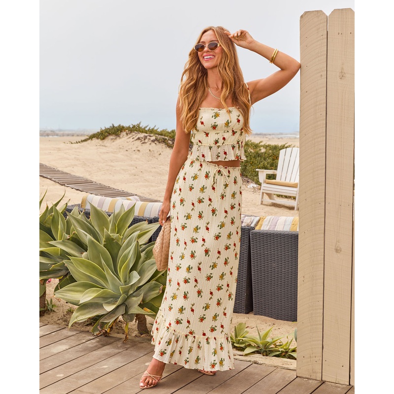 Market Morning Drawstring Maxi Skirt