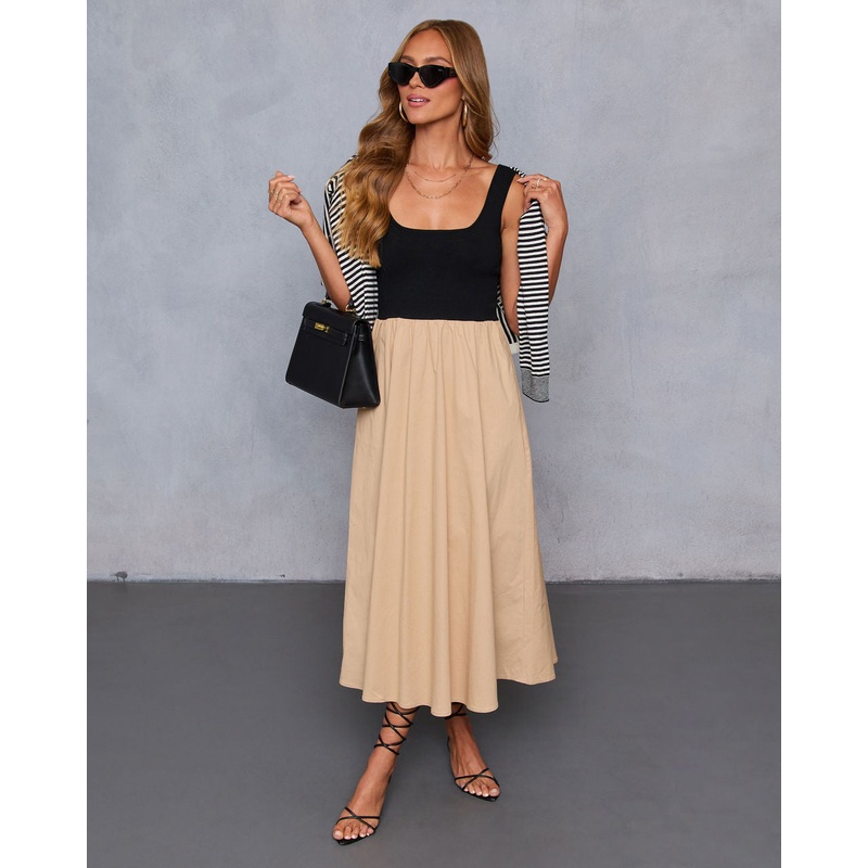 Maxime Knit Cotton Pocketed Midi Dress