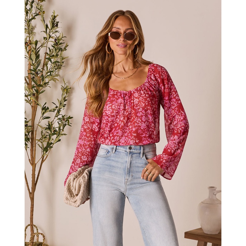 Nelda Floral Printed Top|Red Floral|XS|S|M|L|XL