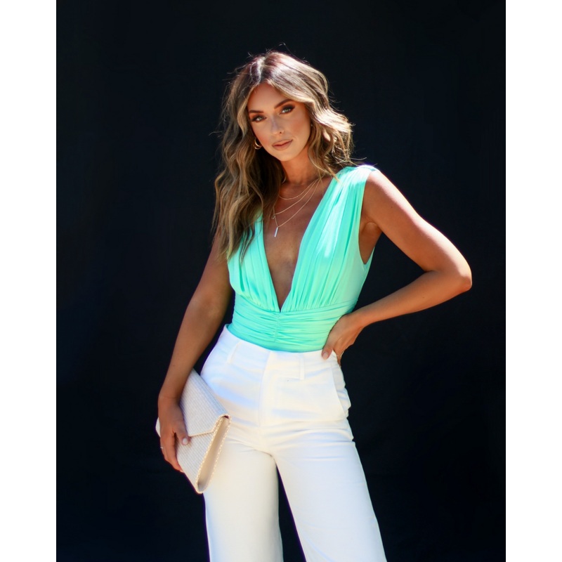 Perrine Drape Front Bodysuit|Mint|Tangerine|S|M|L
