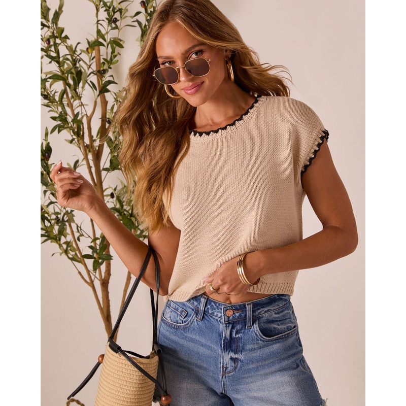 Reyah Contrast Stitch Sweater|Oatmeal|XS|S|M|L|XL