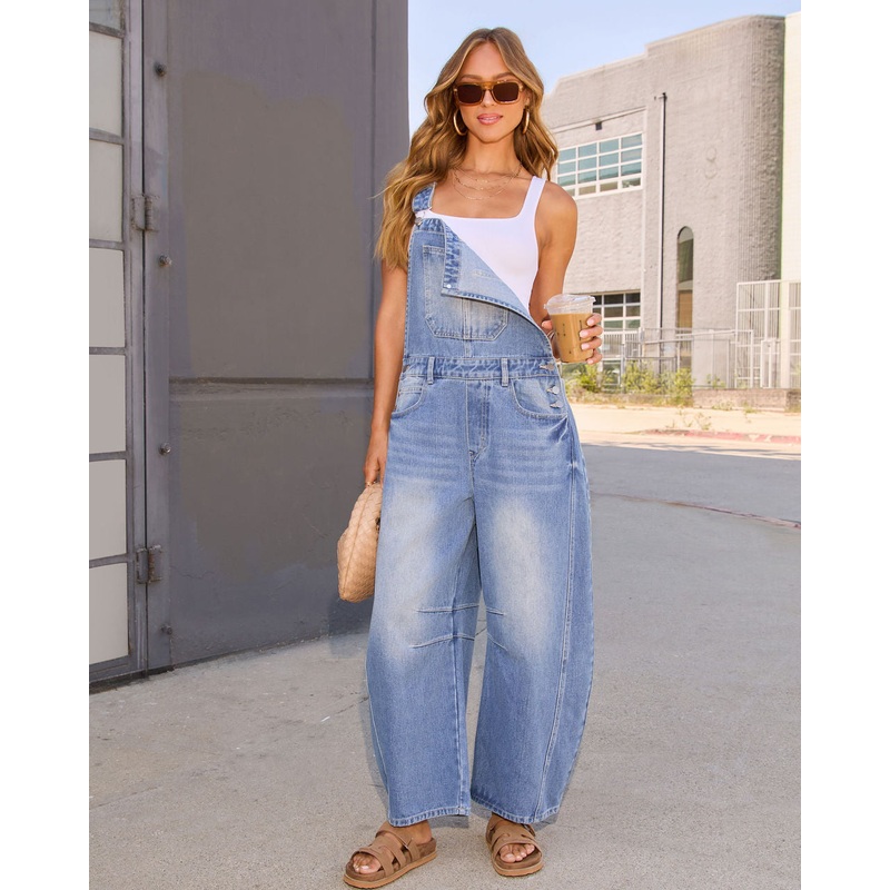 Sophia Barrel Denim Overalls|Denim Blue|XS|S|M|L|XL
