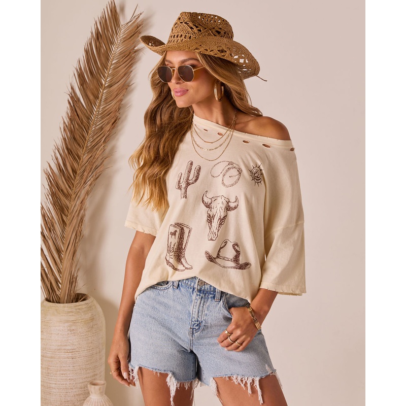 Western Glow Graphic Short Sleeve Top