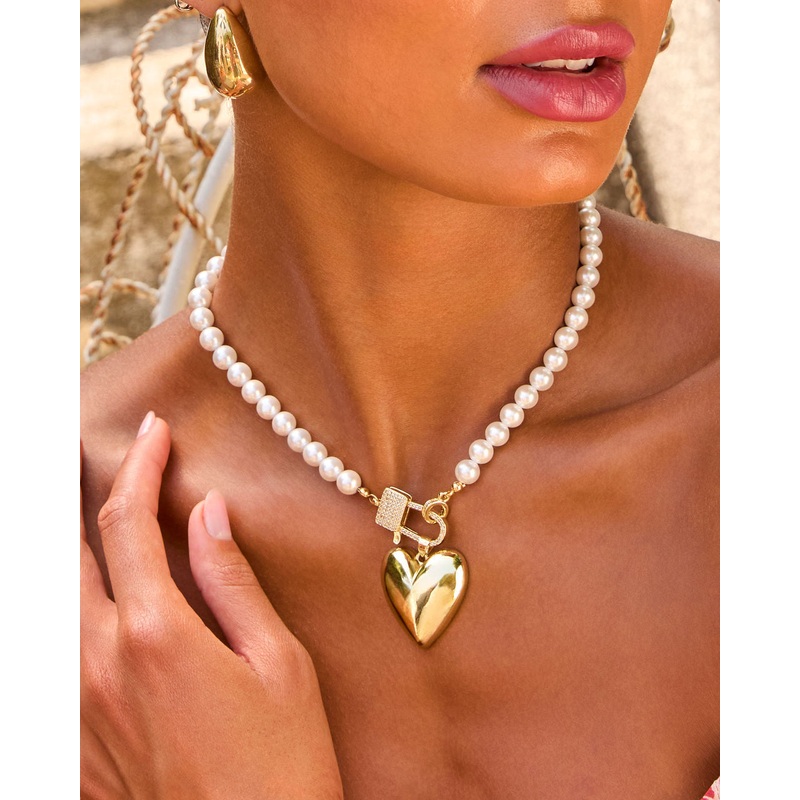 You Are Loved Heart Pendant Pearl Necklace