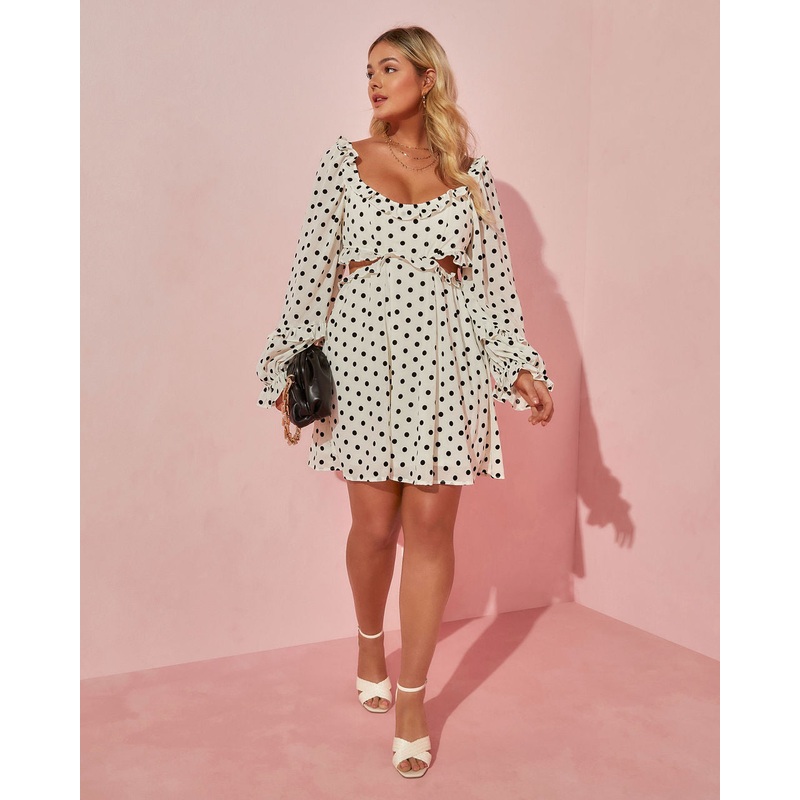 Always Bonita Polka Dot Cutout Mini Dress