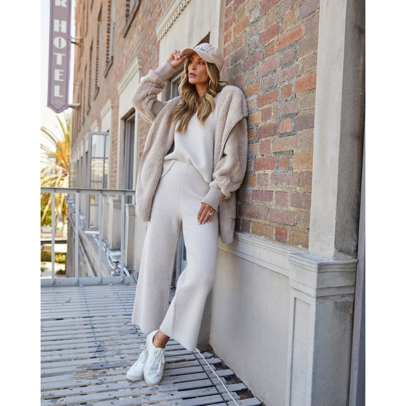 Always Cozy Ribbed Wide Leg Pants