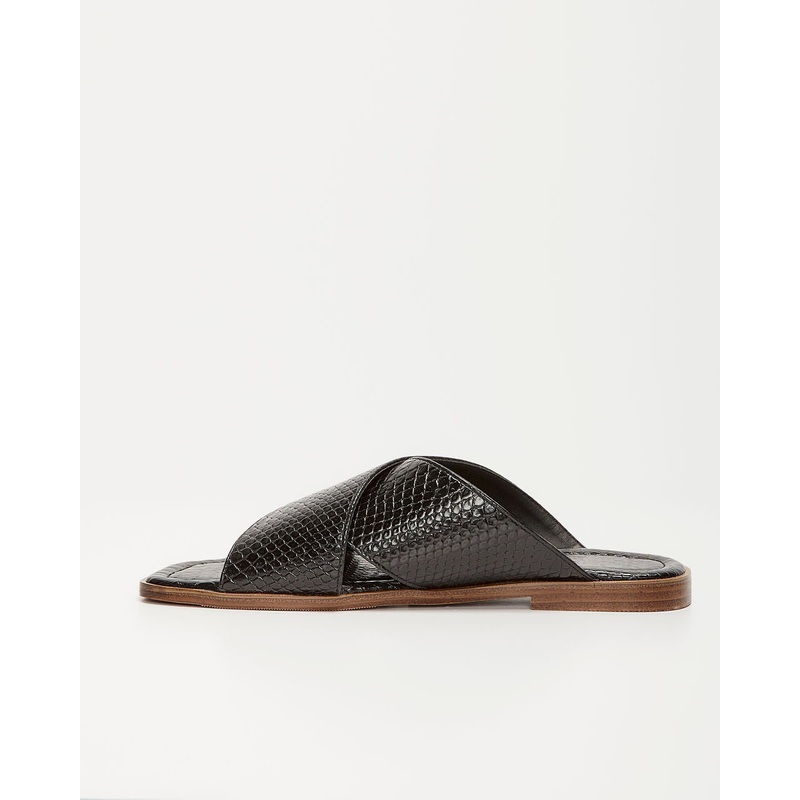 Avena Croc Embossed Slide Sandals