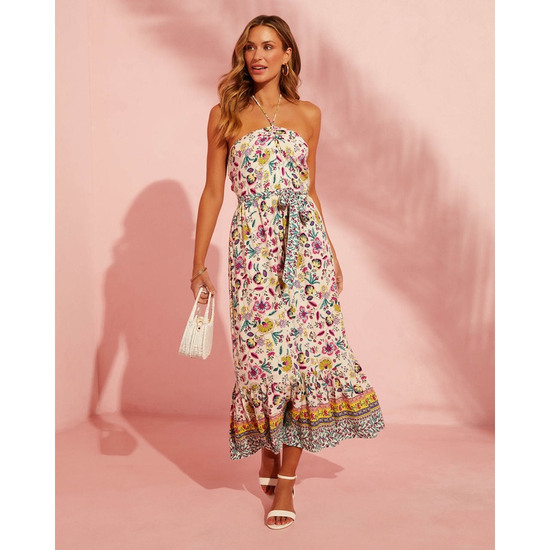 Greyson Halter Floral Maxi Dress