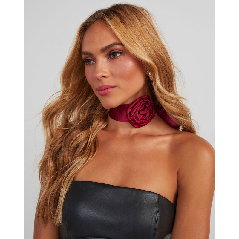 Hearts Aflame Rosette Satin Scarf
