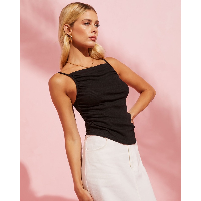 Lily Belle Ruched Tank|Black|White|S|M|L