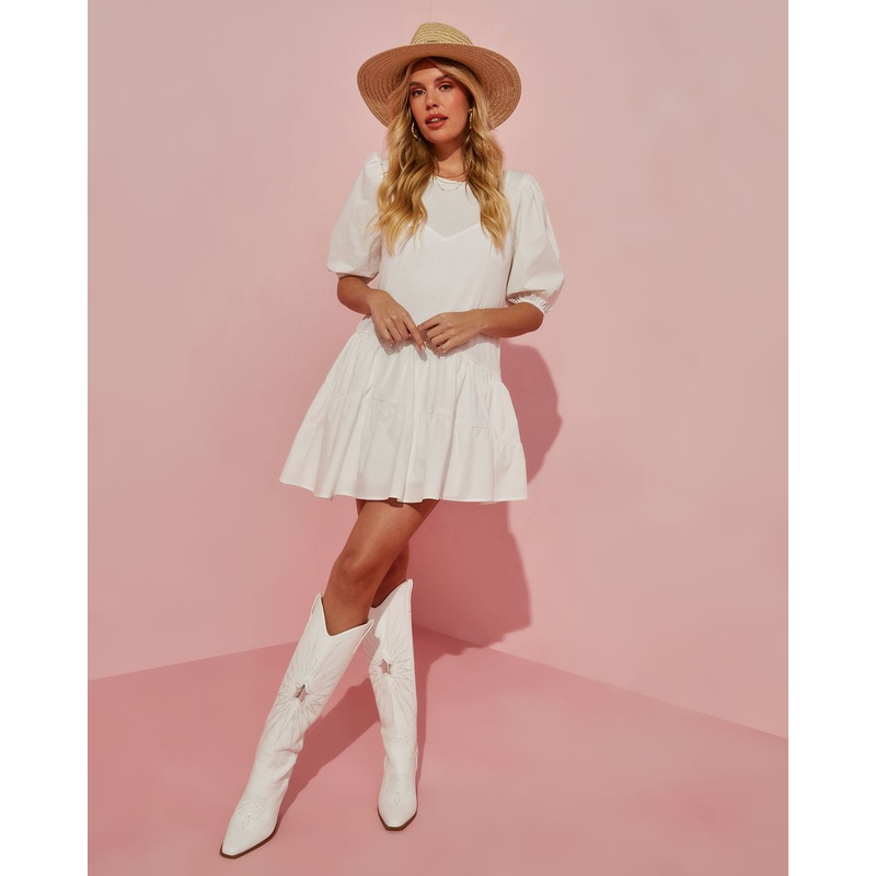 Lucca Cotton Puff Sleeve Mini Dress