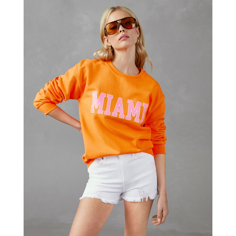 Miami Cotton Blend Sweatshirt|Orange|S|M|L|XL