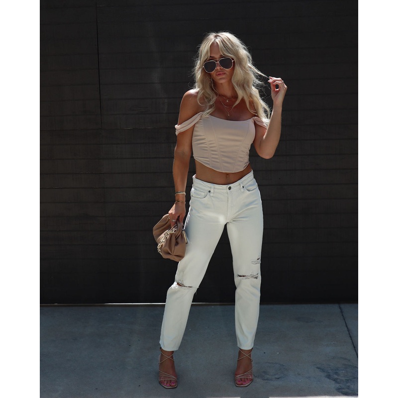 Mita High Rise Distressed Straight Jeans