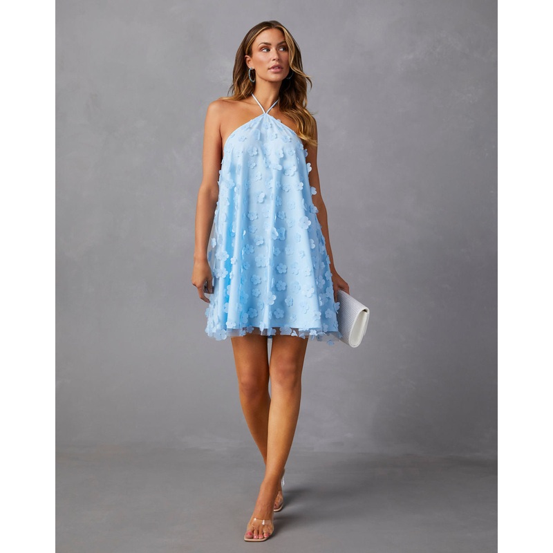 Niari Floral Embellished Halter Mini Dress