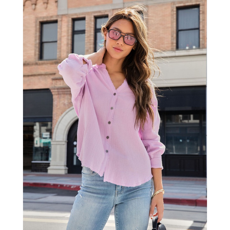 Pismo Ventures Textured Button Down Top