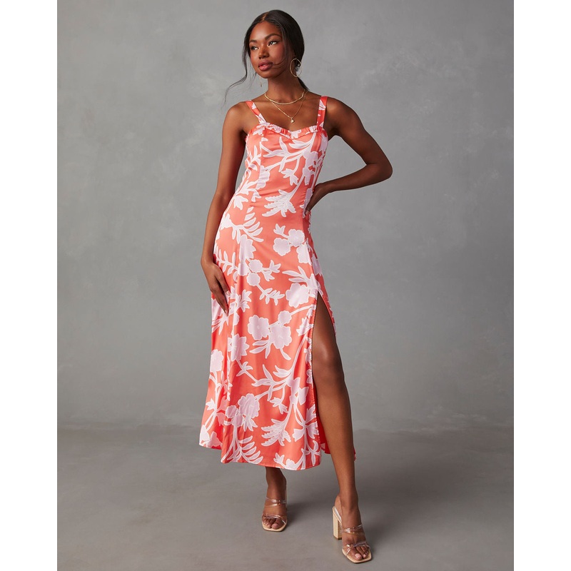 Pure Poetry Floral Midi Dress|Orange/Pink|XS|S|M|L