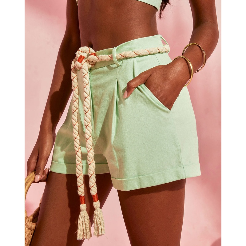 Saylor Cotton Pocketed Rope Waist Tie Shorts