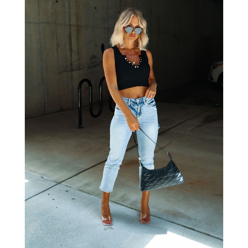 Sedalia Sleeveless Button Front Crop Top
