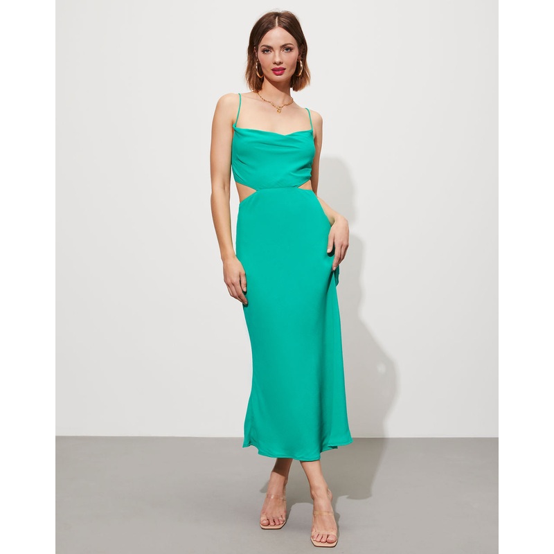 Seraphine Cowl Neck Cutout Midi Dress