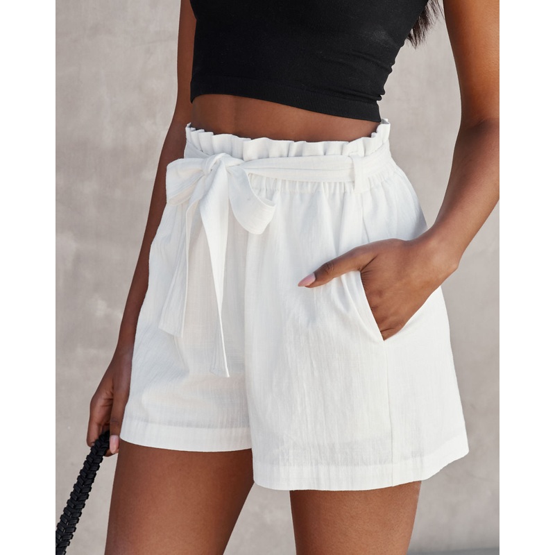 Shawna Cotton Pocketed Paper Bag Shorts