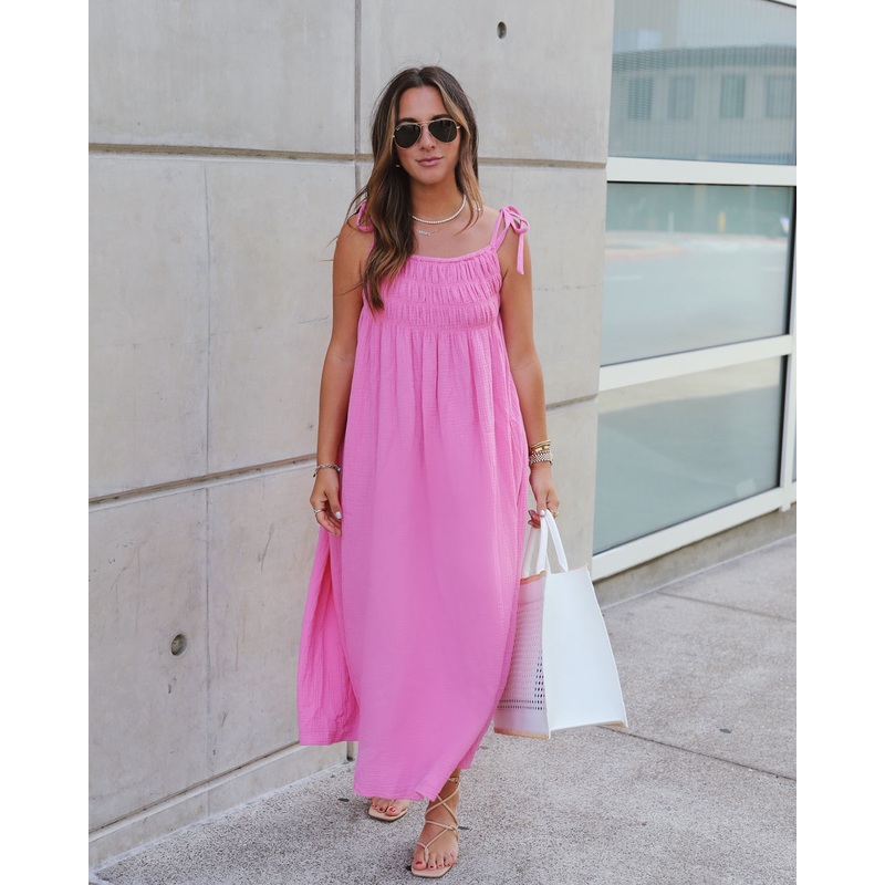 Sophie Cotton Smocked Pocketed Maxi Dress