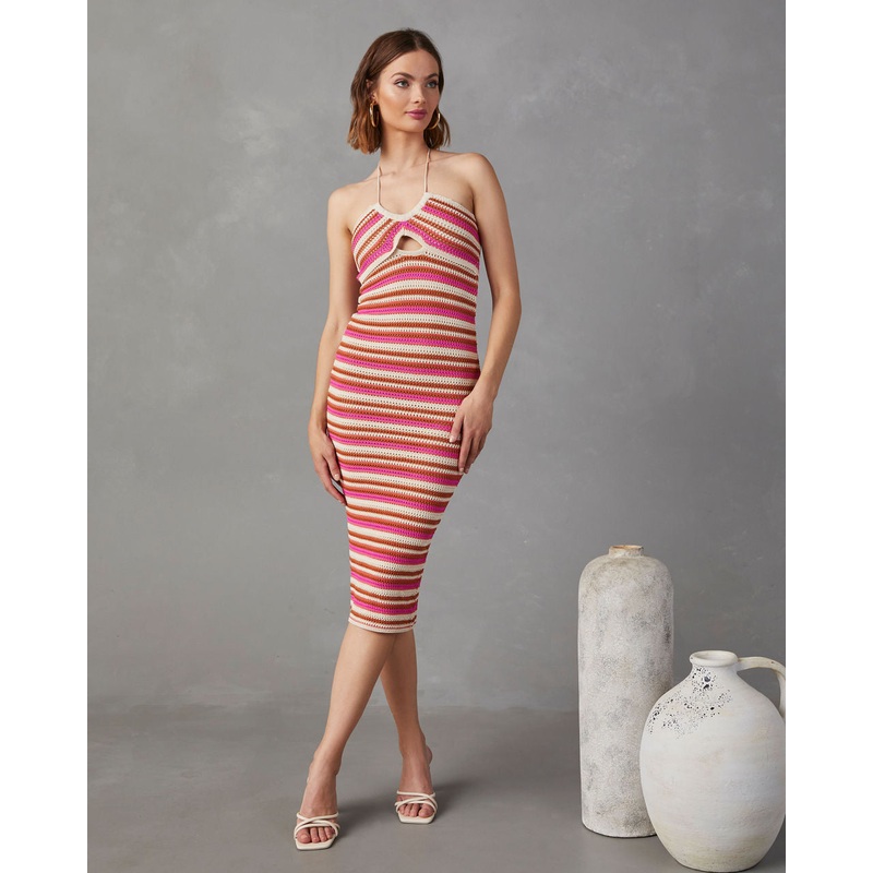 Starlit Nights Knit Halter Midi Dress