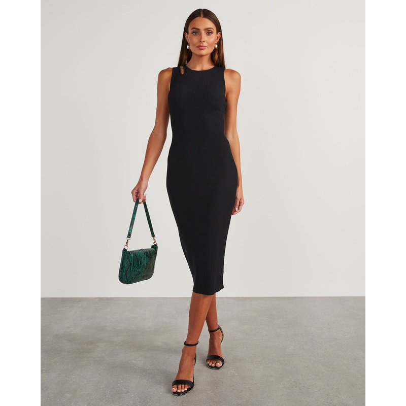 Tempted Shoulder Cutout Midi Dress