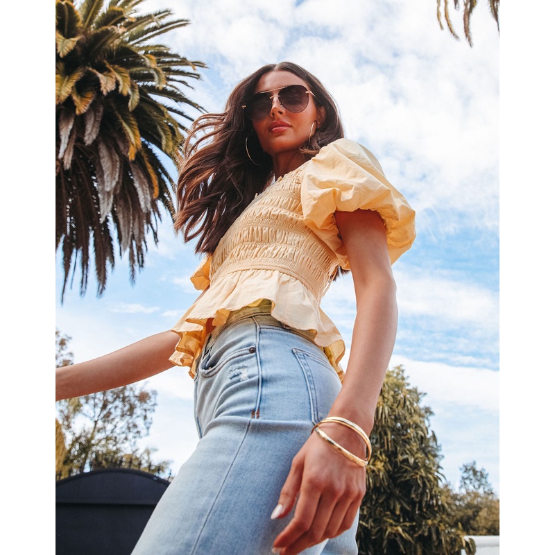 Trysta Cotton Smocked Peplum Top