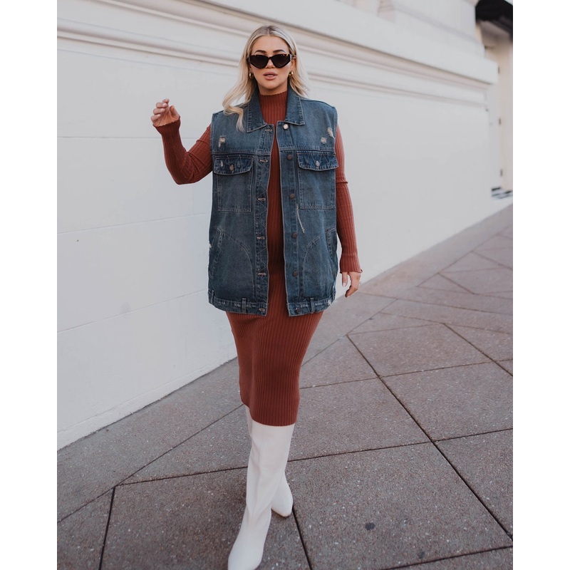 Adriel Oversized Denim Vest|Blue|S|M|L