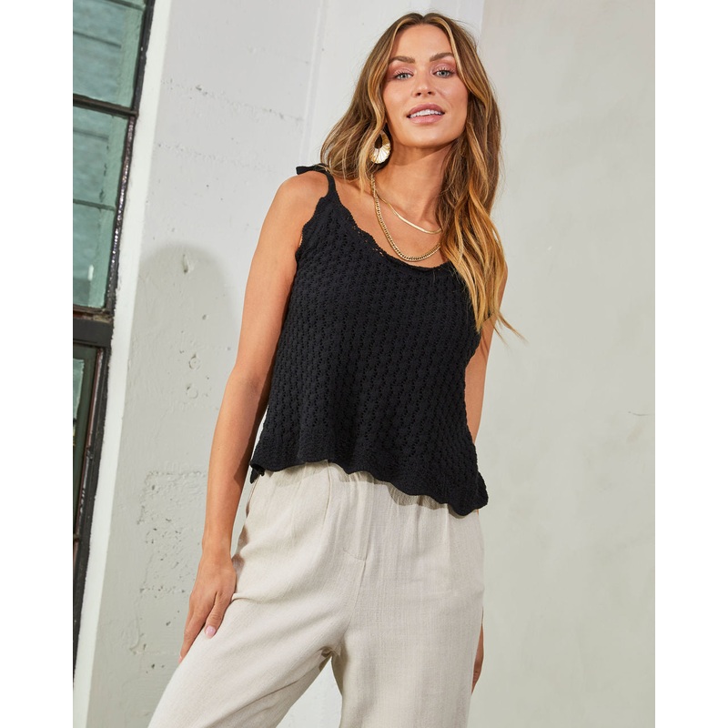 Alisa Cotton Shoulder Tie Crop Top
