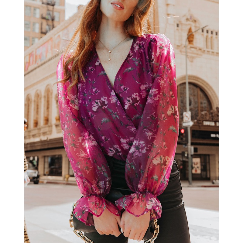 Anastasia Floral Organza Ruffle Bodysuit