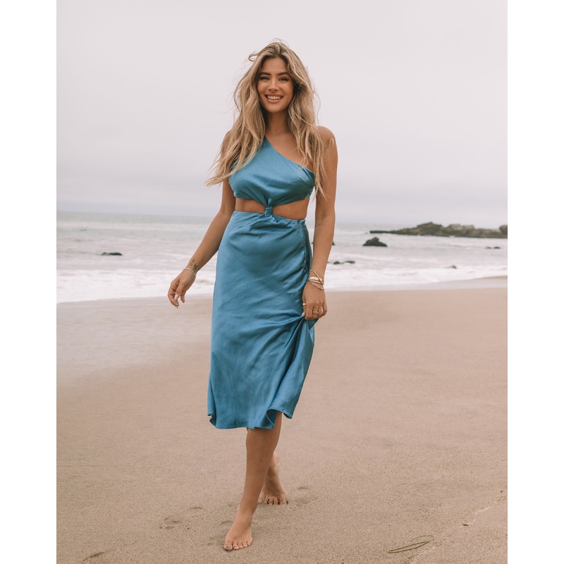 Cosmia Satin Cutout Midi Dress