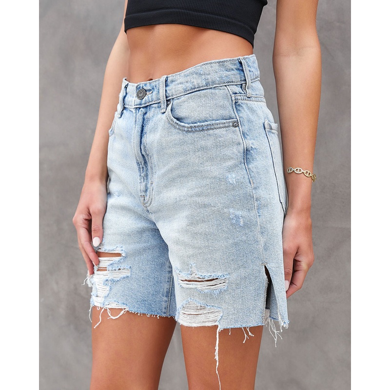 Davis High Rise Distressed Dad Jean Shorts